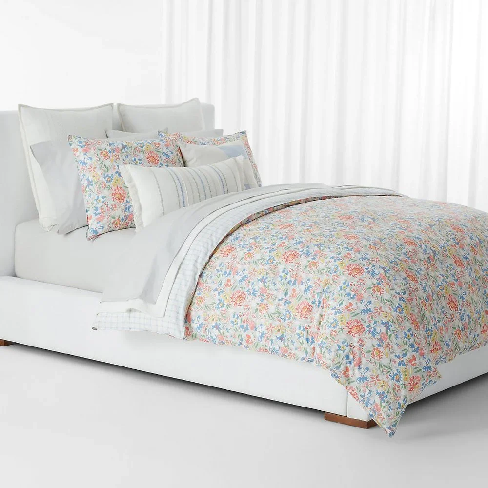 5 Pc Set Lauren Ralph Lauren Macey Duvet Cover Set & Texture Stripe Euro Shams